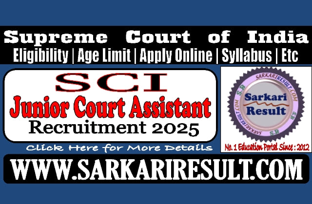 Supreme Court Of India Sci Junior Court Assistant Online Form