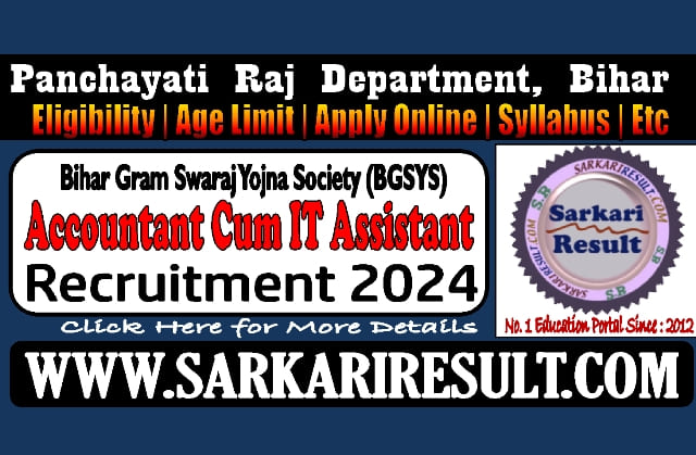 Sarkari Result Bihar BGSYS Lekhpal IT Assistant Recruitment 2024