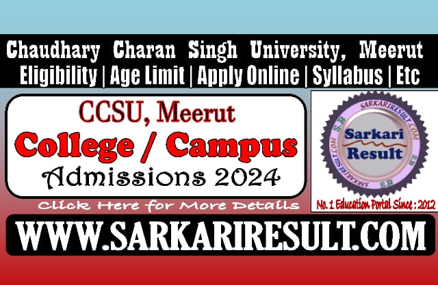 CCSU Meerut College and Campus Admissions Online Form 2024