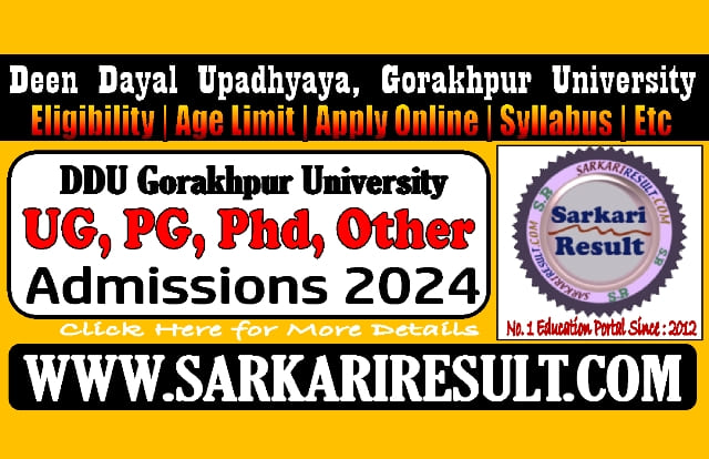 Sarkari Result DDU GKP Admissions Online Form 2024