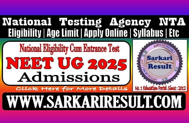 NTA NEET UG 2025 Online Edit Correction Form for MBBS BDS Admissions